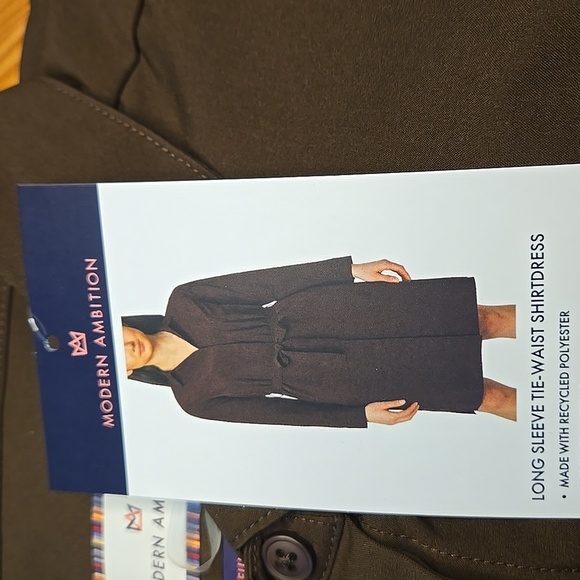 Modern Ambition Long Sleeve Tie-waist Shirtdess Size M - Picture 2 of 6